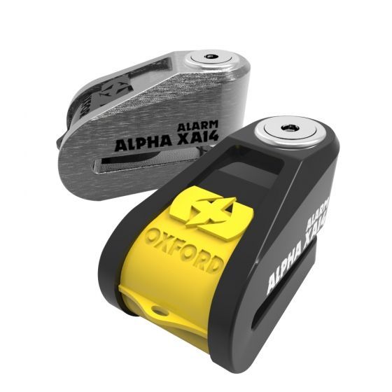 Oxford Alpha XA14 Alarm Stainless disc lock(14mm pin)- Black and yellow image 0