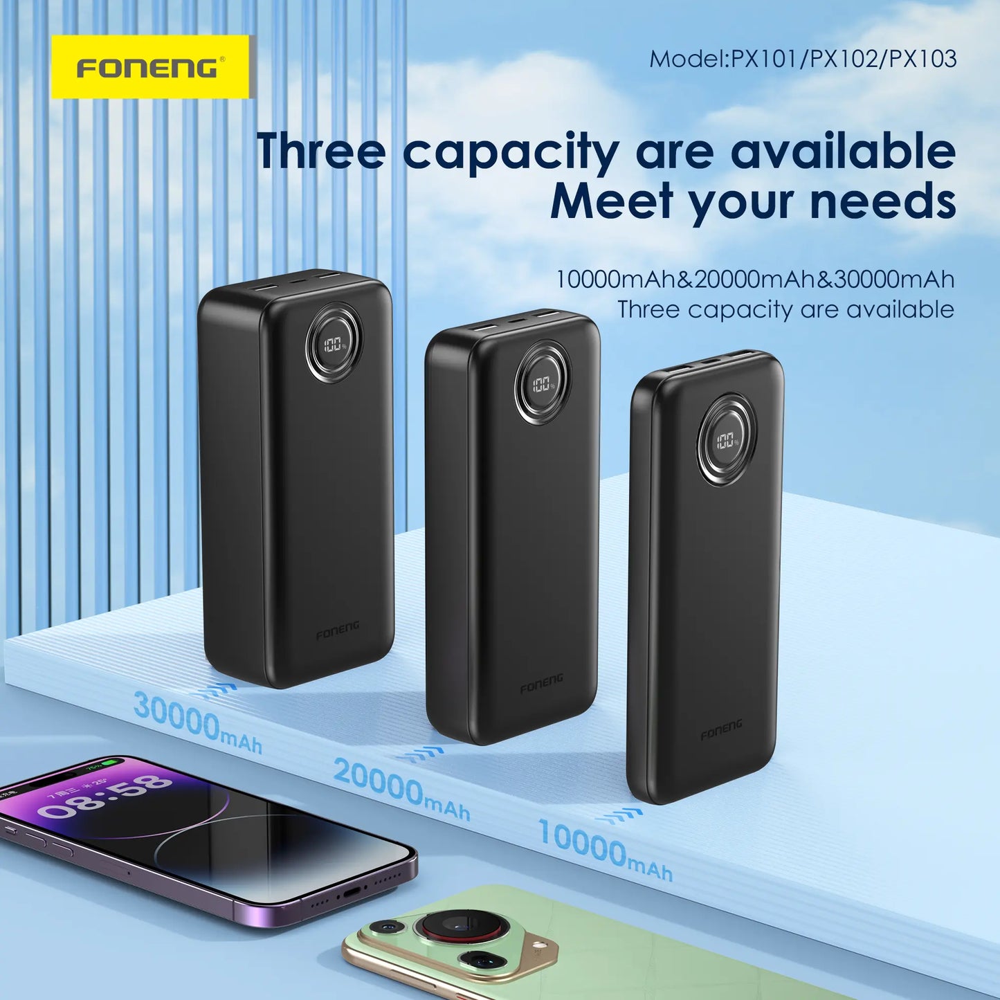 PX101 10000mAh Power Bank (22.5W & 3 Outputs)