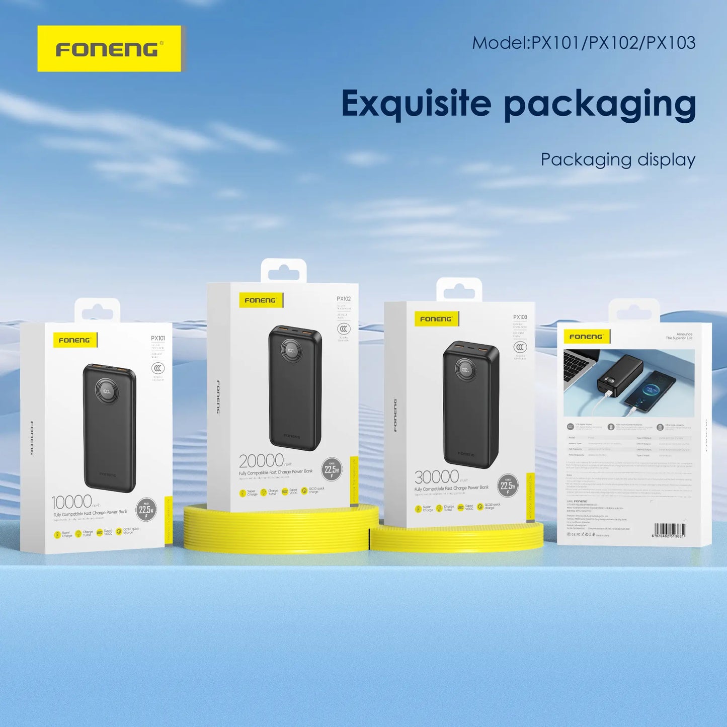 PX101 10000mAh Power Bank (22.5W & 3 Outputs)