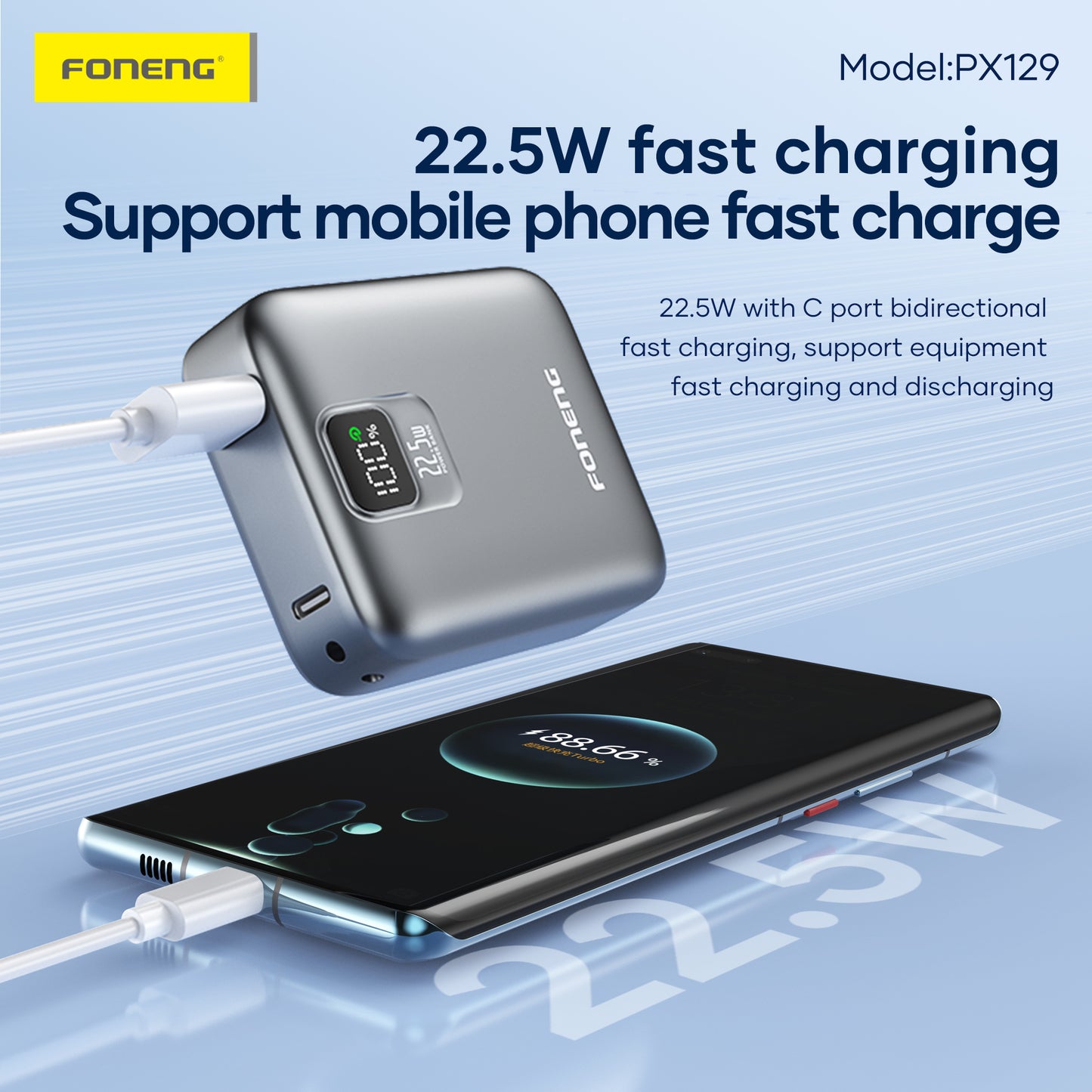 PX129 10000mAh Mini Power Bank (22.5W & 2 Outputs)